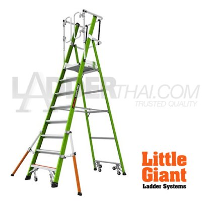 LG19708146 บันไดไฟเบอร์กลาส 8' พร้อมขาค้ำ Safety Cage 2.0 No.19708-146 LITTLE GIANT